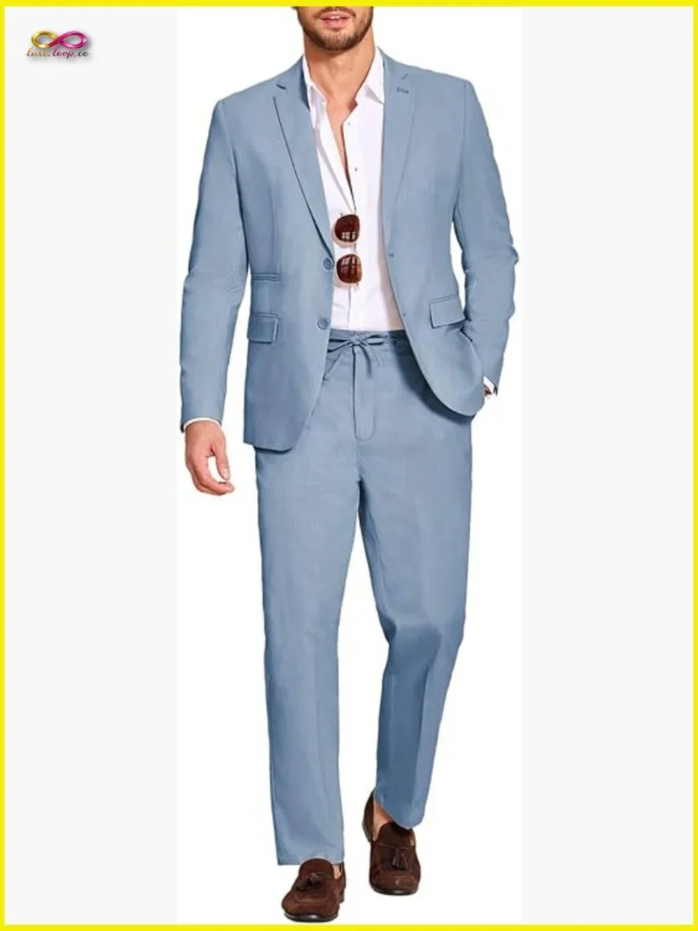 Linen Suit Set Regular Fit Lightweight Blazer and Pants Classic Casual